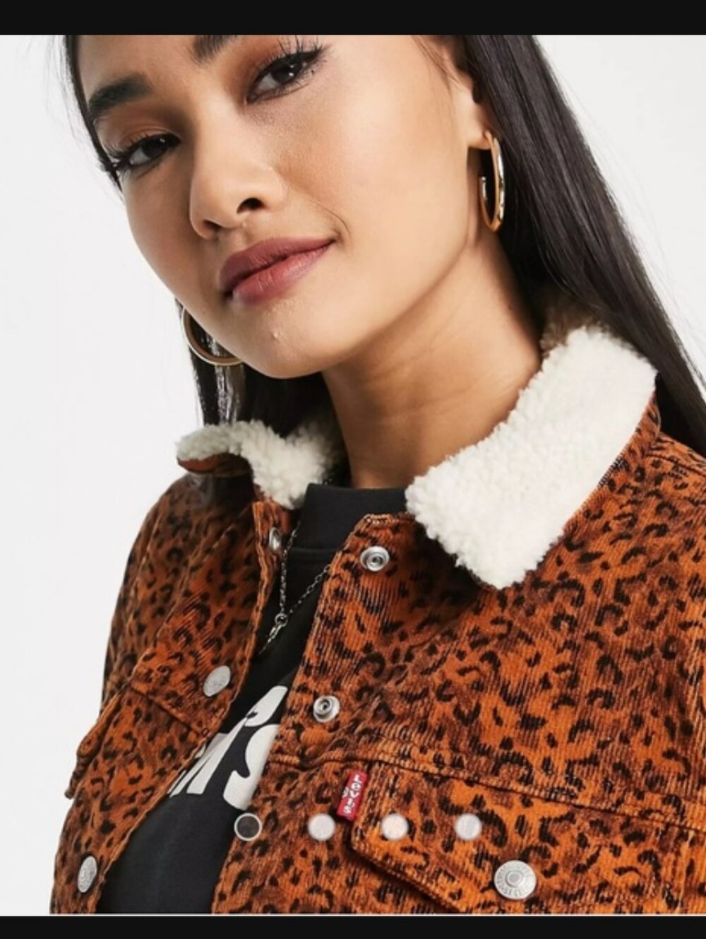Levi's Original Sherpa Trucker Jacket in Leopard Print Size XS - Picture 5 of 6